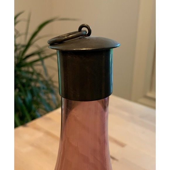 1970s Etched Wine Decanter and Glasses Aubergine (eggplant) Color - Picture 7 of 7